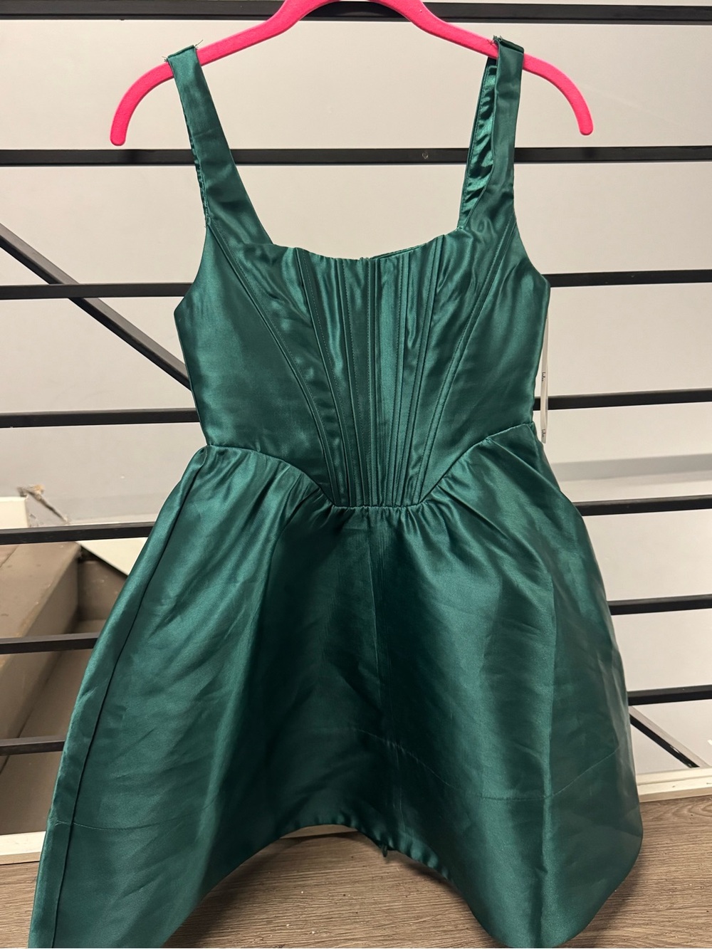 Lulu's Emerald Green Satin Party Dress Corset